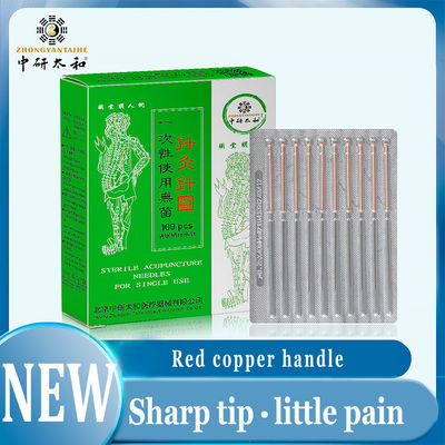 agujas disponibles Ring Handle de cobre rojo de la acupuntura de 100pcs Zhongyan Taihe