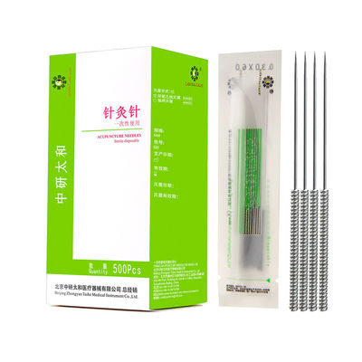 Medical 0.2mm Sterile Acupuncture Needles Individual Guide Tubes With Stainless Steel Handle