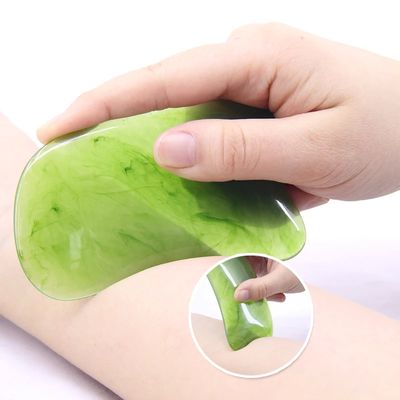Piedra de Gua Sha de Jade Verde, herramienta de masaje facial revitalizante