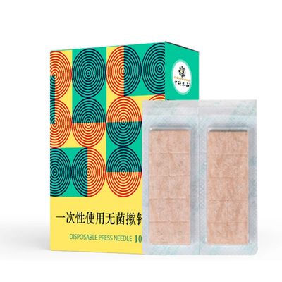 100 piezas por caja Agujas de prensa de acupuntura con mango de plástico y método de esterilización de óxido de etileno gas