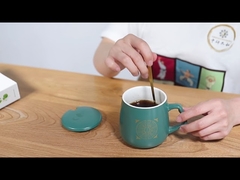 Taza de café de cerámica reutilizable de 7x9 cm, estilo de medicina tradicional china, con cuchara